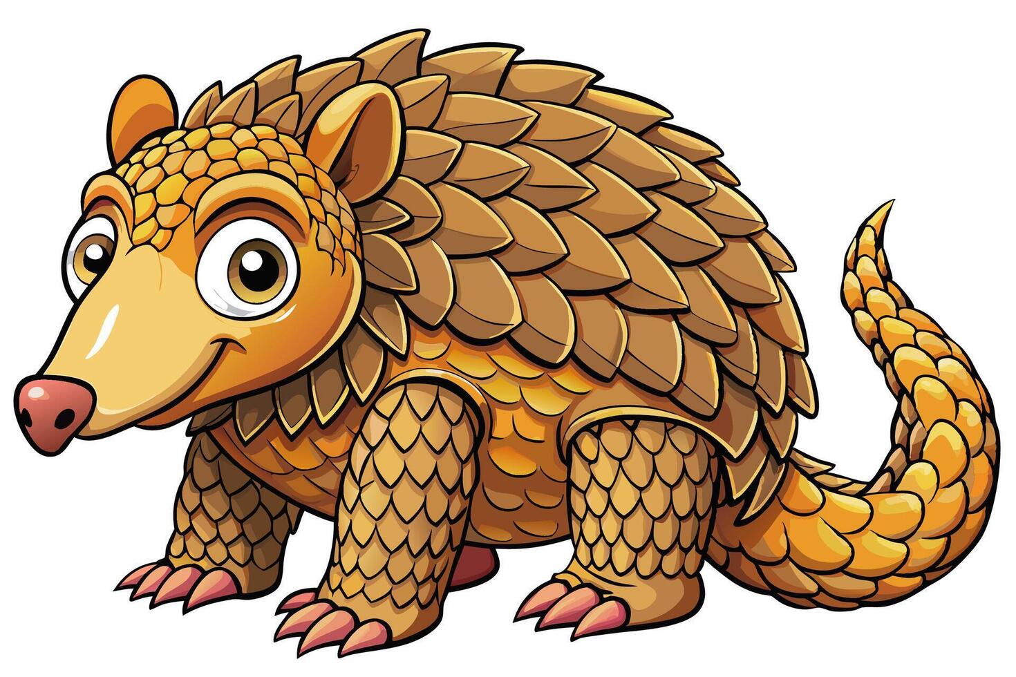 Funny Pangolin Cartoon Illustration Clipart And Line Art Design, Funny pangolin illustration, cartoon clipart And line art design on a white background. vector
