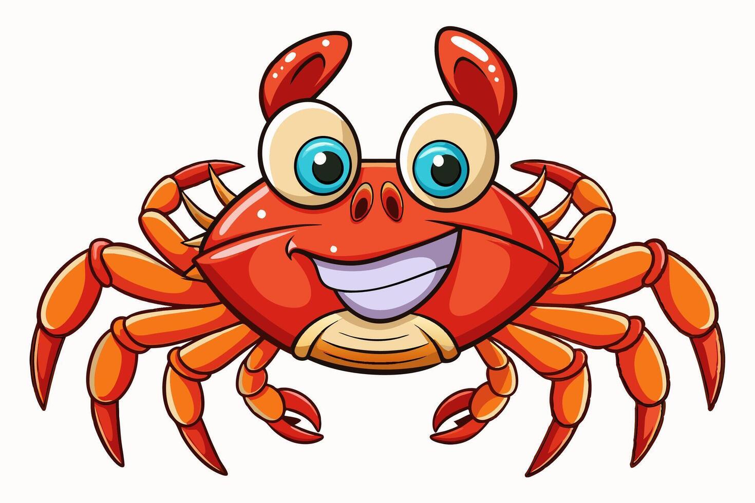 Funny Crab Illustration with White Background Cartoons, Clipart, Line Art Design, Funny crab illustration, perfect for cartoons, clipart, and line art designs with a white background. vector