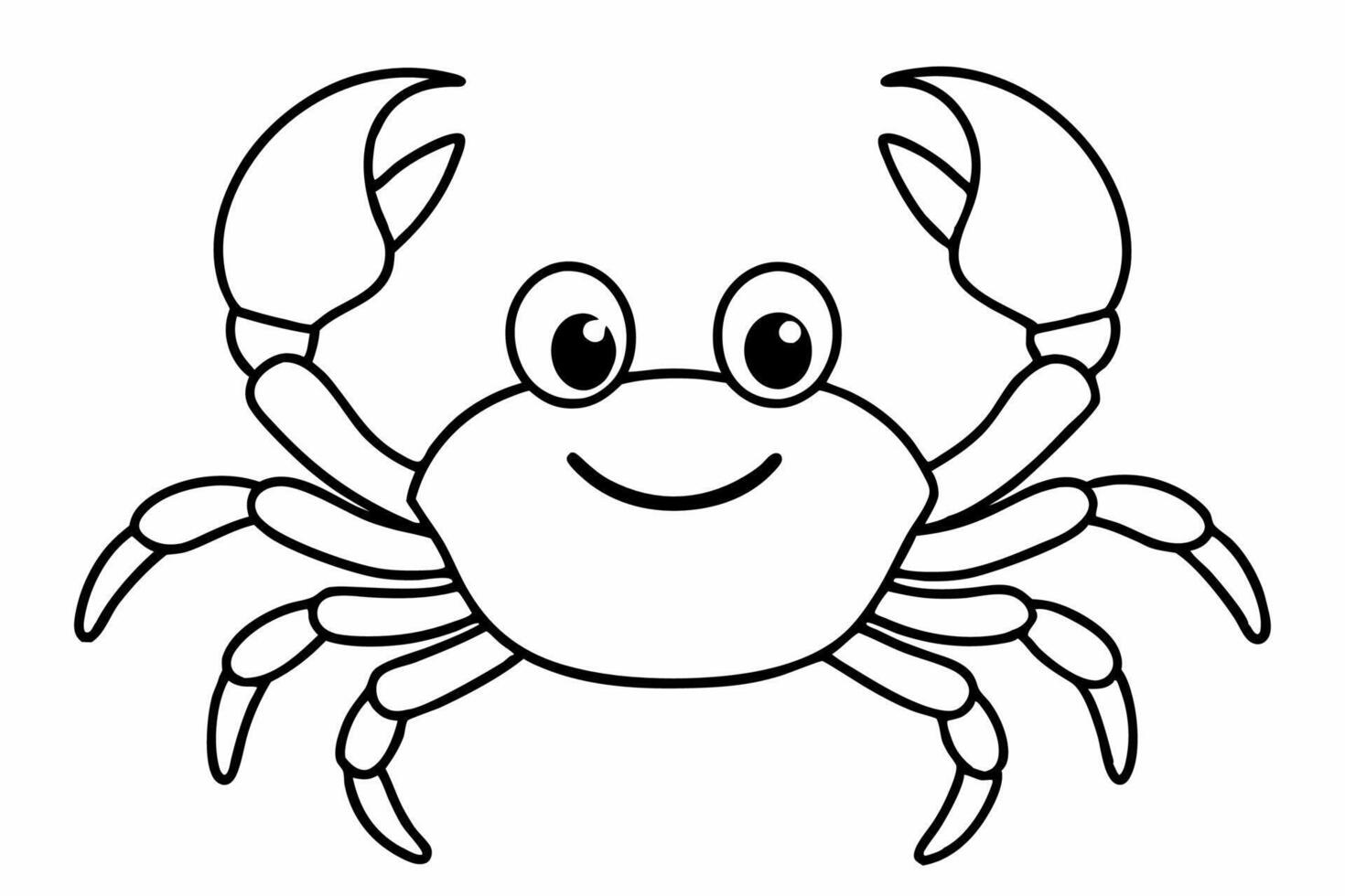 Funny Crab Illustration with White Background Cartoons, Clipart, Line Art Design, Funny crab illustration, perfect for cartoons, clipart, and line art designs with a white background. vector