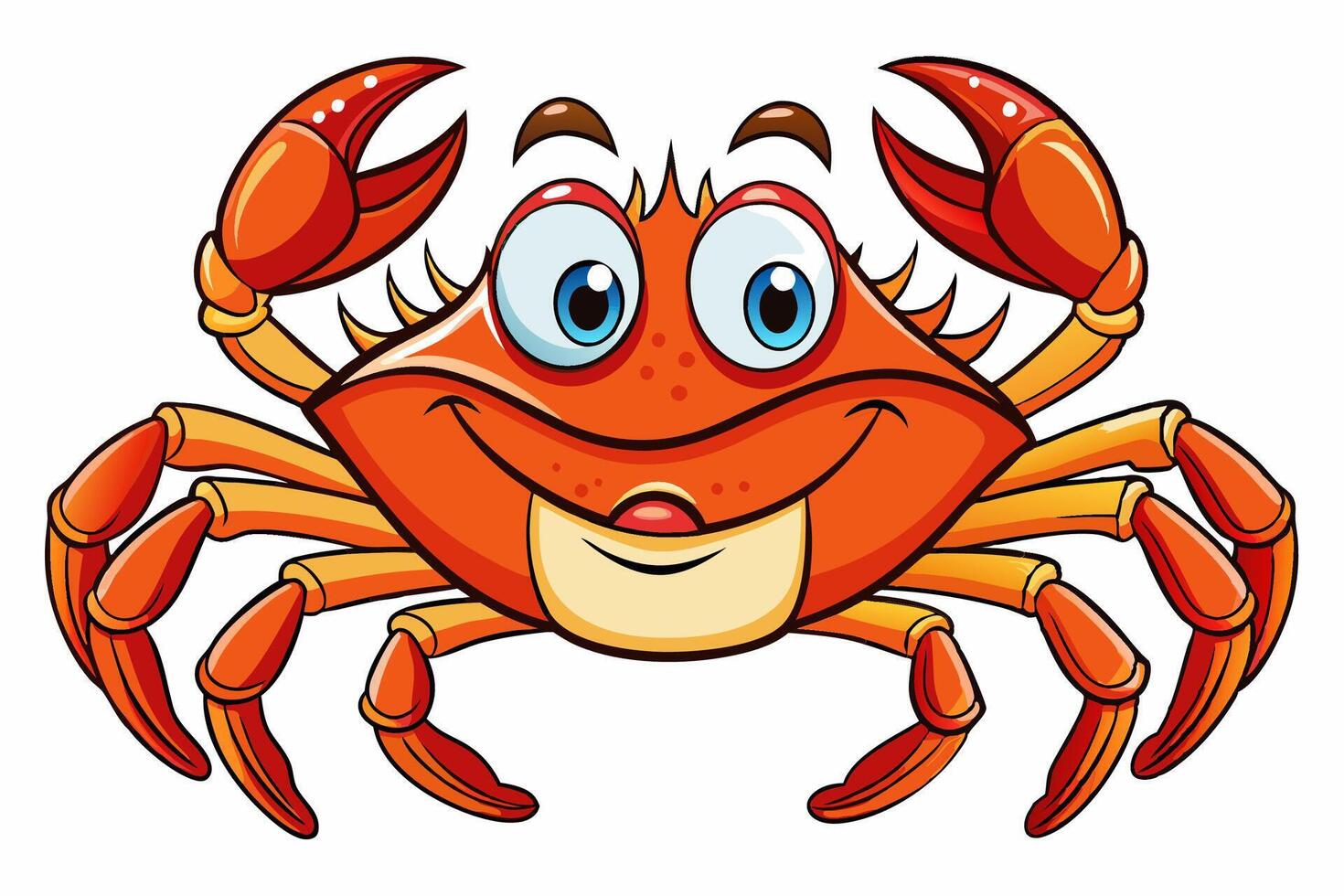 Funny Crab Illustration with White Background Cartoons, Clipart, Line Art Design, Funny crab illustration, perfect for cartoons, clipart, and line art designs with a white background. vector