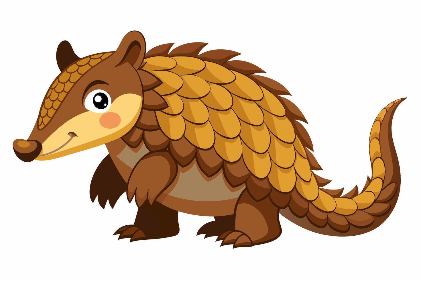 Funny Pangolin Cartoon Illustration Clipart And Line Art Design, Funny pangolin illustration, cartoon clipart And line art design on a white background. vector
