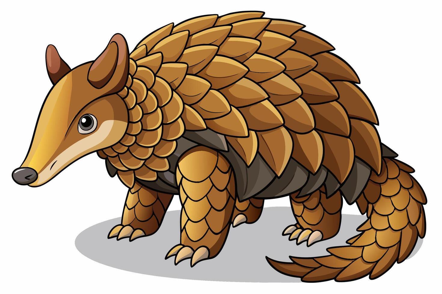 Funny Pangolin Cartoon Illustration Clipart And Line Art Design, Funny pangolin illustration, cartoon clipart And line art design on a white background. vector