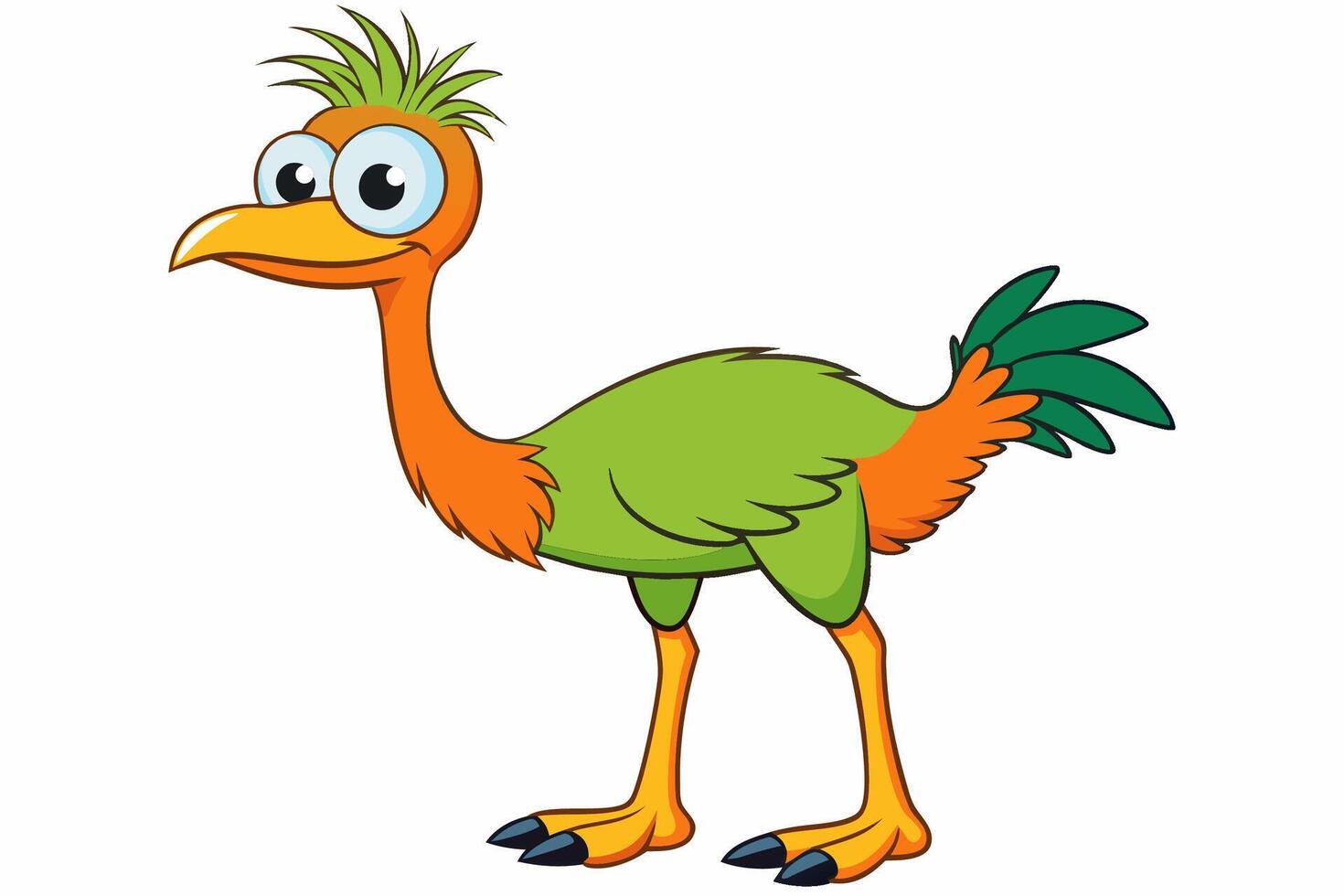 Funny Emu Illustration Cartoon, Clipart, and Line Art on White Background, Funny emu cartoon illustration, clipart, and line art on white background vector
