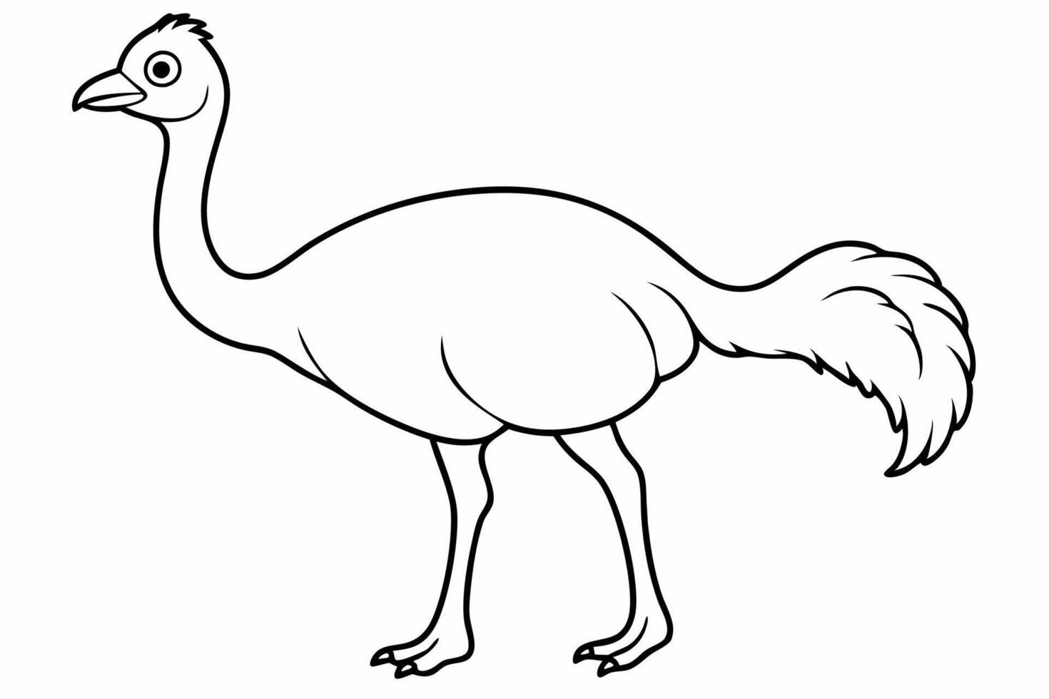 Funny Emu Illustration Cartoon, Clipart, and Line Art on White Background, Funny emu cartoon illustration, clipart, and line art on white background vector