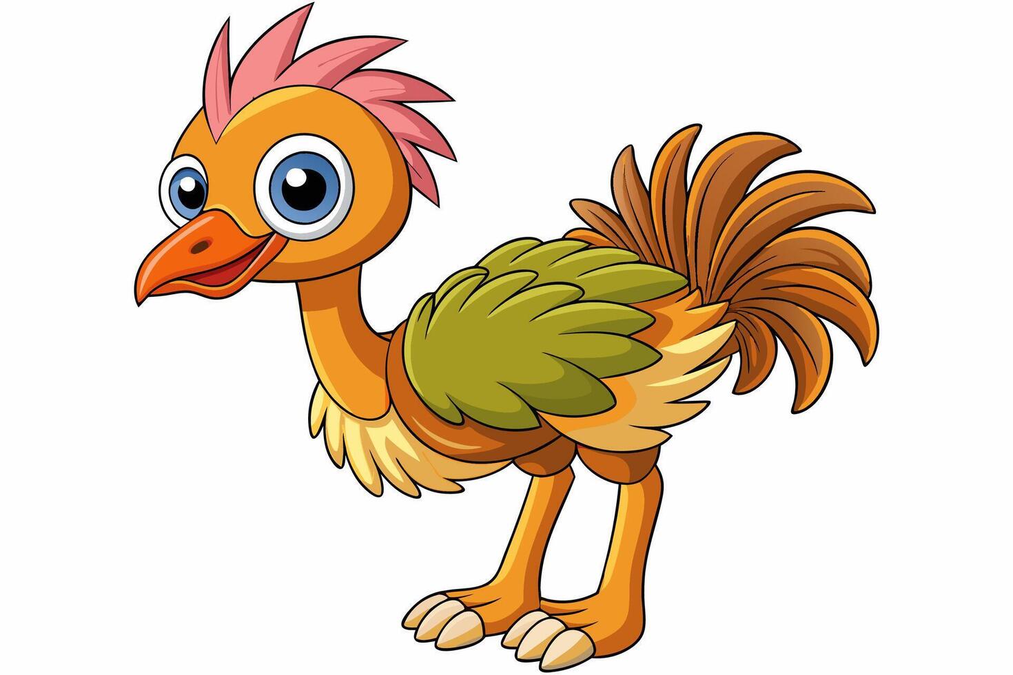 Funny Emu Illustration Cartoon, Clipart, and Line Art on White Background, Funny emu cartoon illustration, clipart, and line art on white background vector
