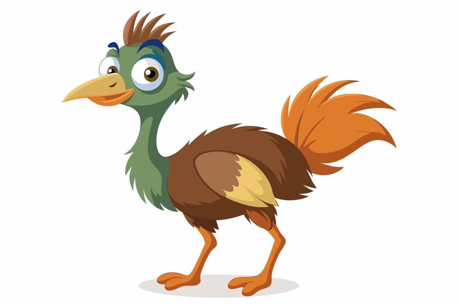 Funny Emu Illustration Cartoon, Clipart, and Line Art on White Background, Funny emu cartoon illustration, clipart, and line art on white background vector