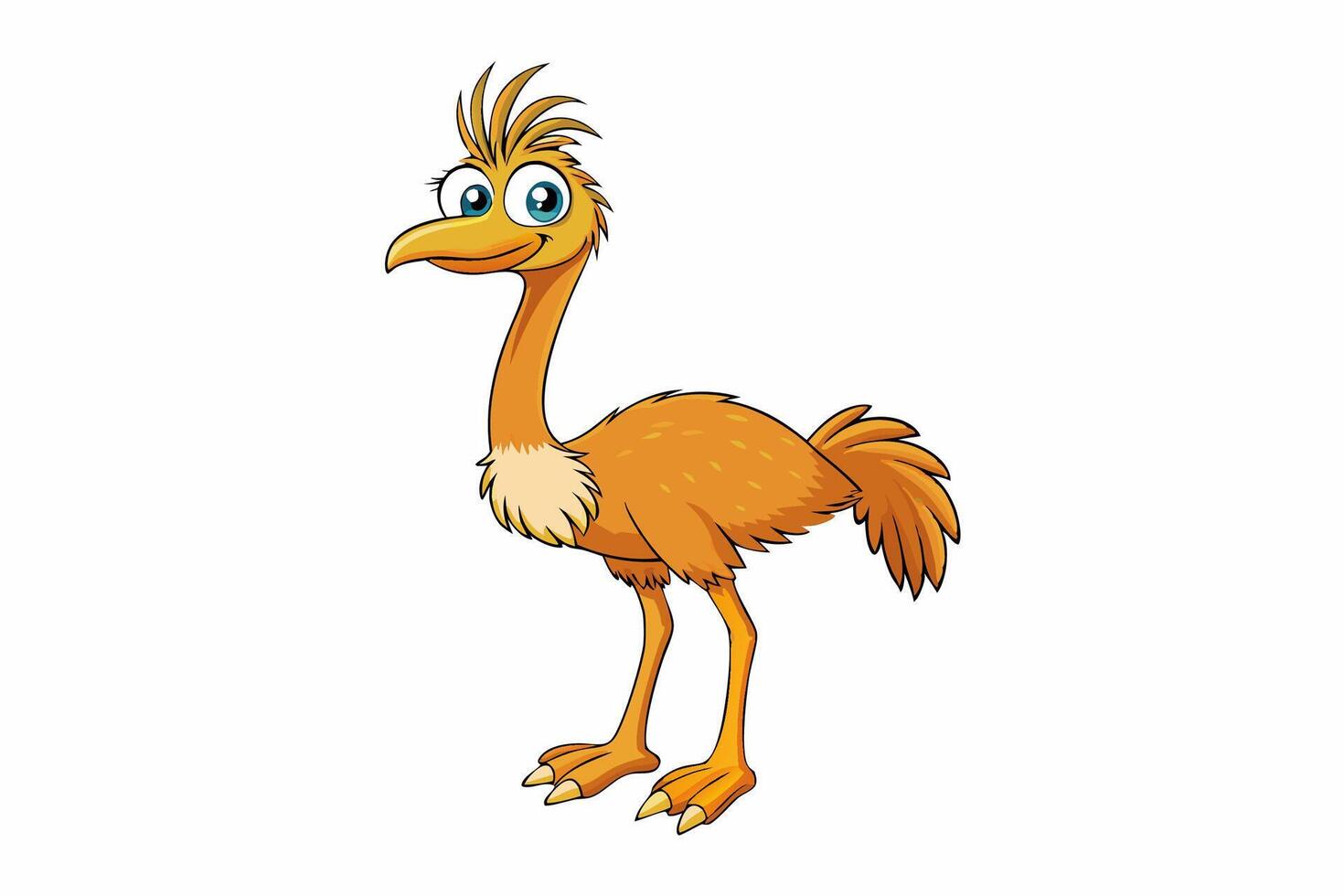 Funny Emu Illustration Cartoon, Clipart, and Line Art on White Background, Funny emu cartoon illustration, clipart, and line art on white background vector
