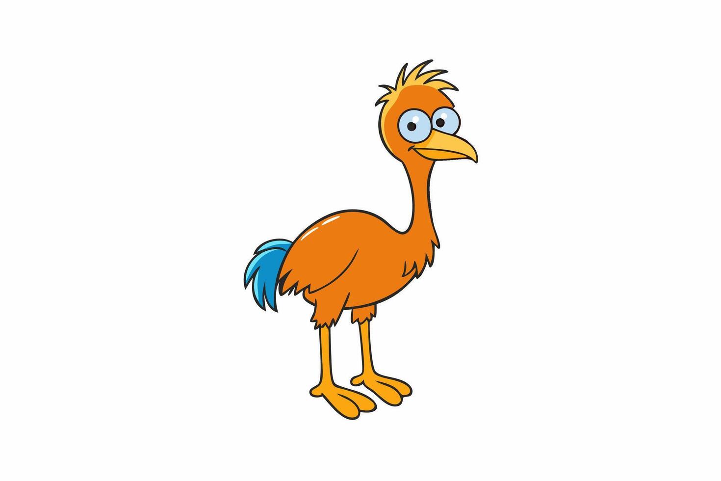 Funny Emu Illustration Cartoon, Clipart, and Line Art on White Background, Funny emu cartoon illustration, clipart, and line art on white background vector