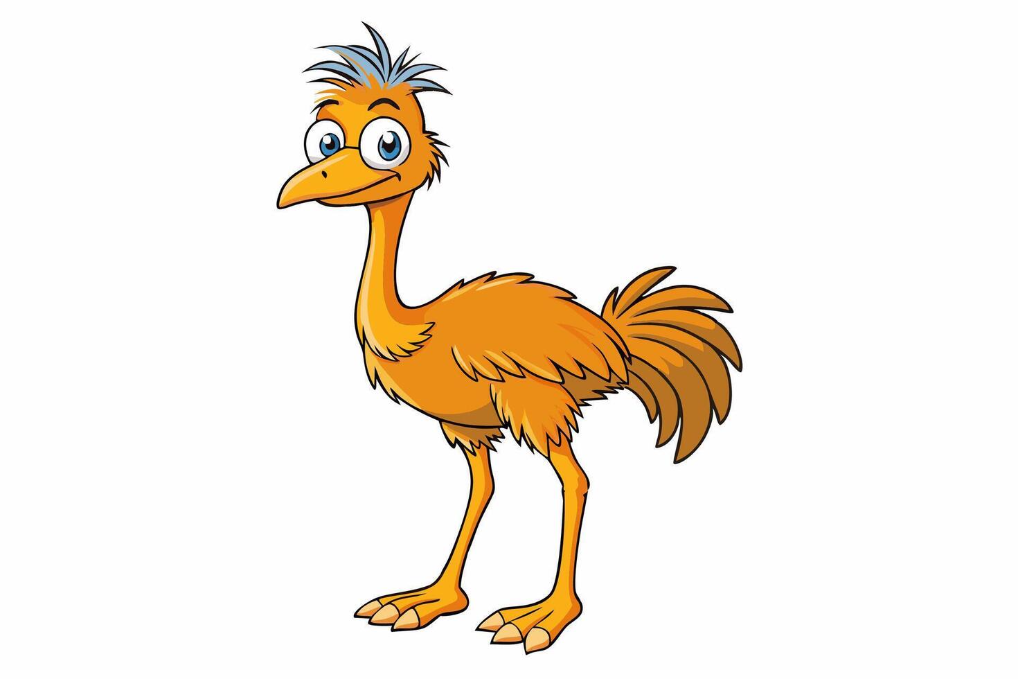Funny Emu Illustration Cartoon, Clipart, and Line Art on White Background, Funny emu cartoon illustration, clipart, and line art on white background vector
