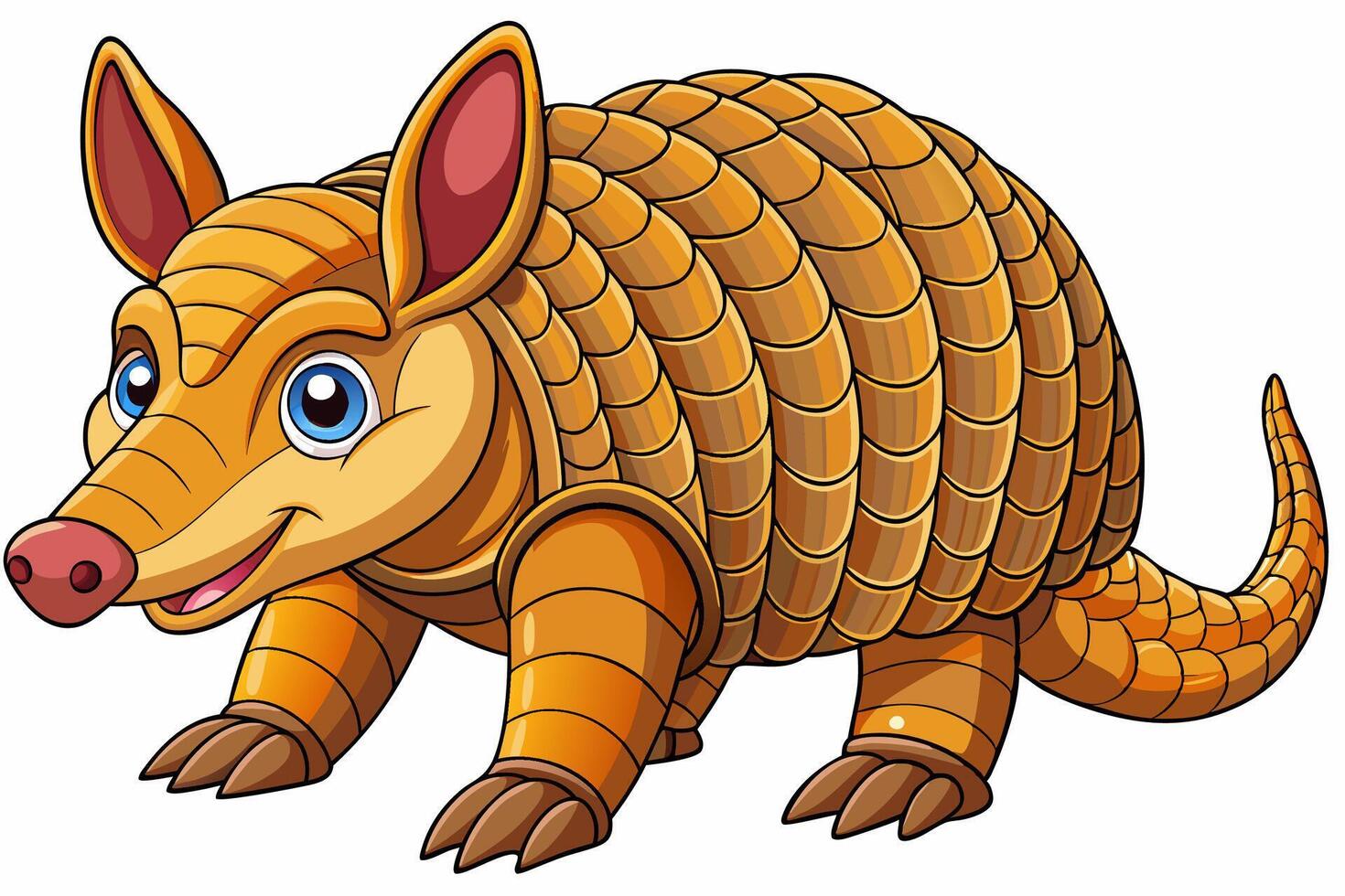 Funny Armadillo Illustration Cartoons, Clipart And Line Art Design on White Background, Funny armadillo illustration in cartoon, clipart, and line art styles on a white background. vector