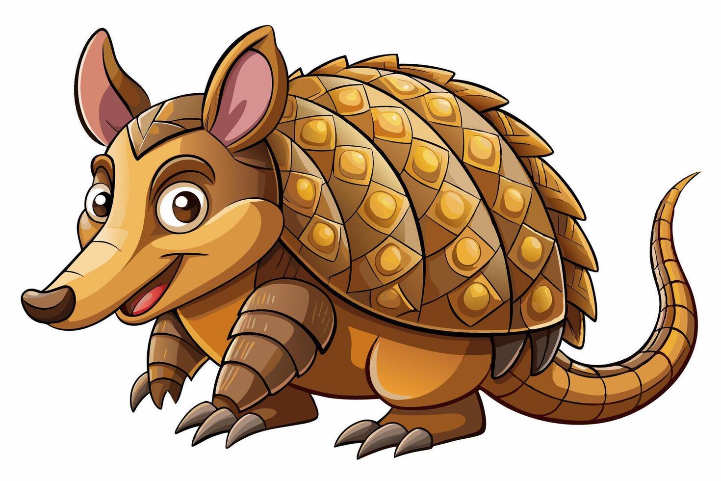 Funny Armadillo Illustration Cartoons, Clipart And Line Art Design on White Background, Funny armadillo illustration in cartoon, clipart, and line art styles on a white background. vector