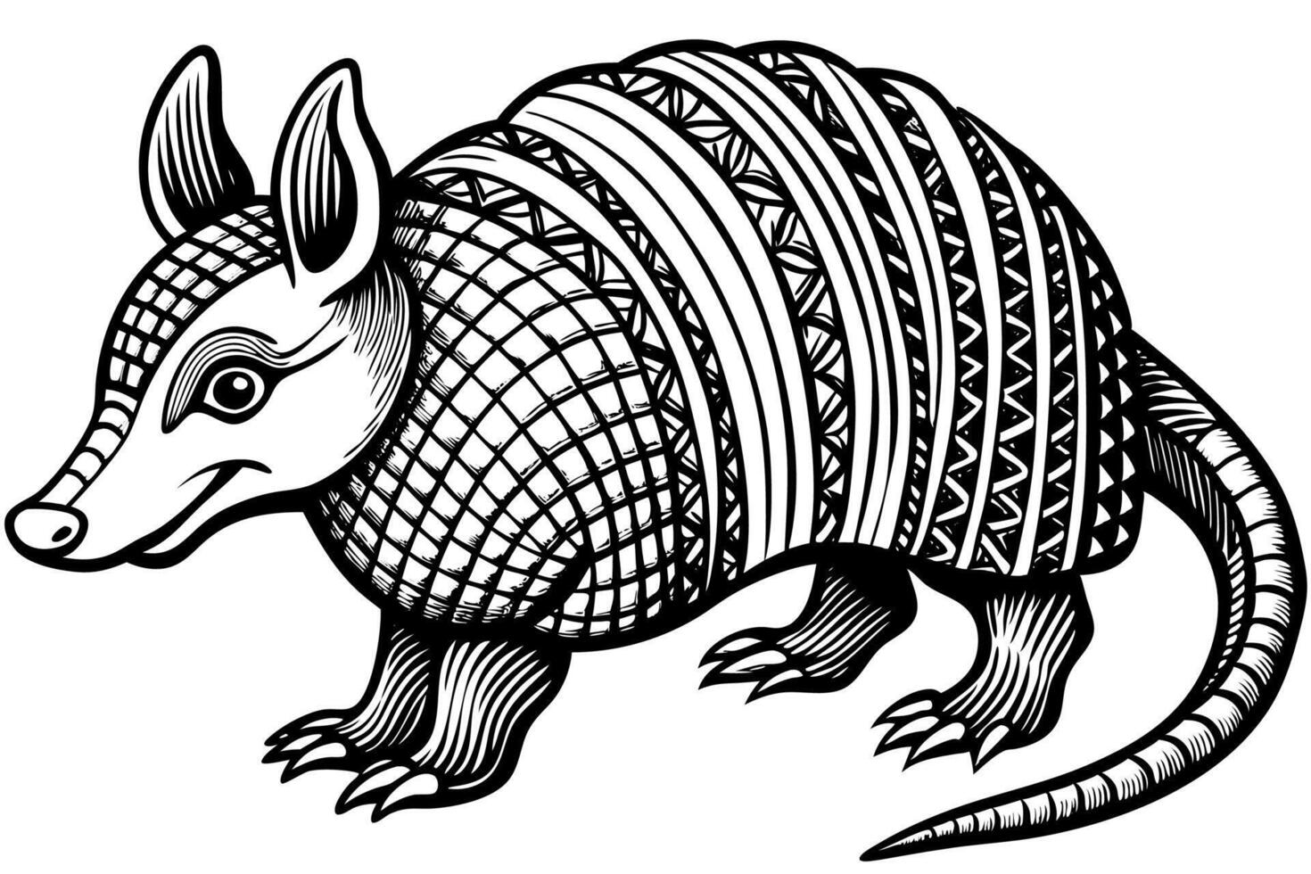 Funny Armadillo Illustration Cartoons, Clipart And Line Art Design on White Background, Funny armadillo illustration in cartoon, clipart, and line art styles on a white background. vector