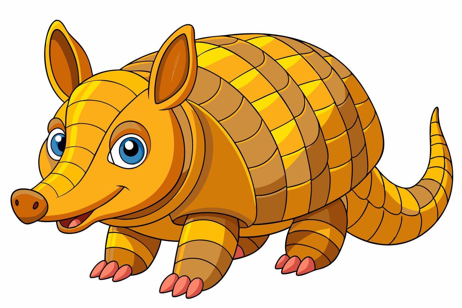 Funny Armadillo Illustration Cartoons, Clipart And Line Art Design on White Background, Funny armadillo illustration in cartoon, clipart, and line art styles on a white background. vector