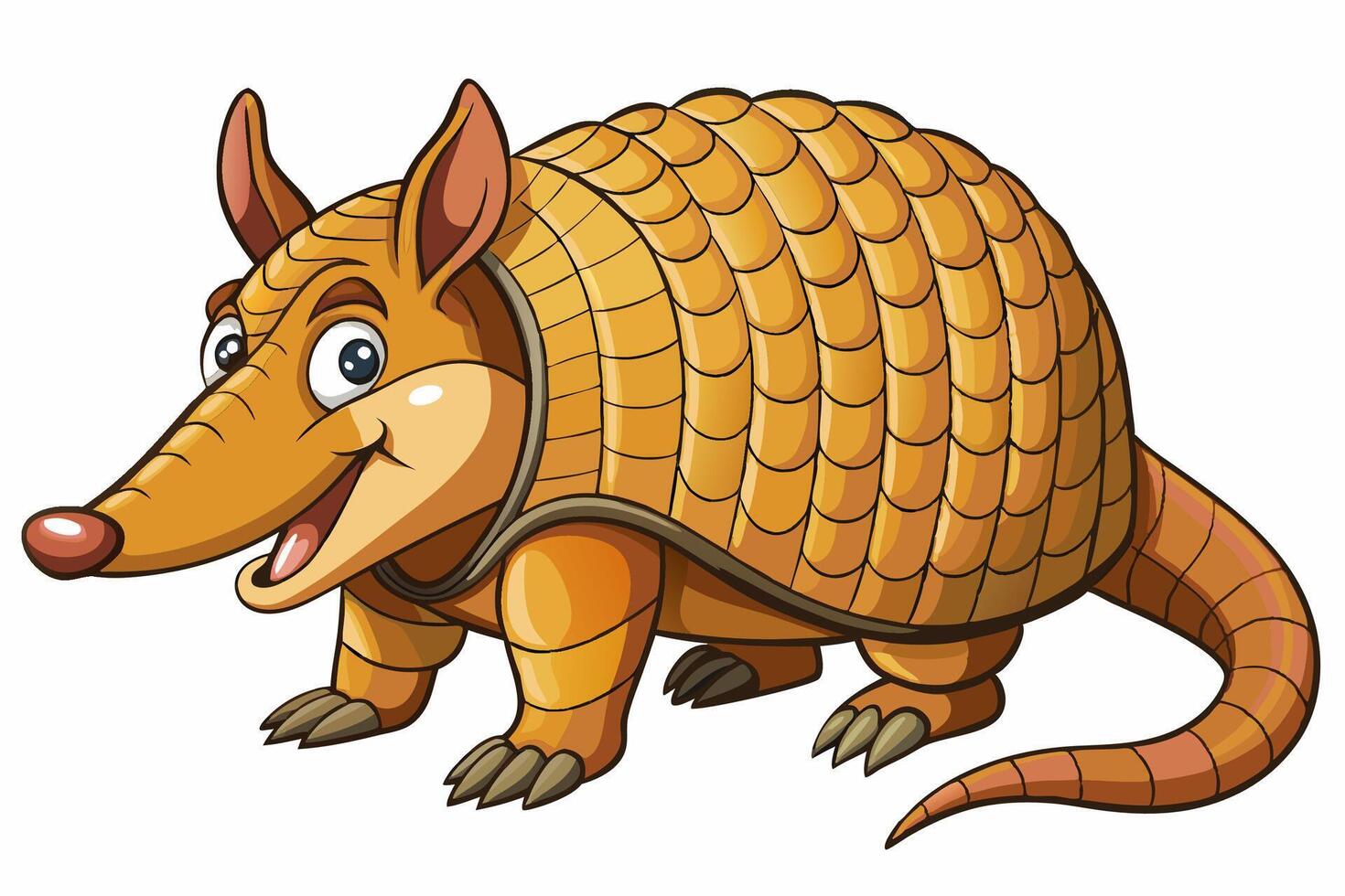 Funny Armadillo Illustration Cartoons, Clipart And Line Art Design on White Background, Funny armadillo illustration in cartoon, clipart, and line art styles on a white background. vector
