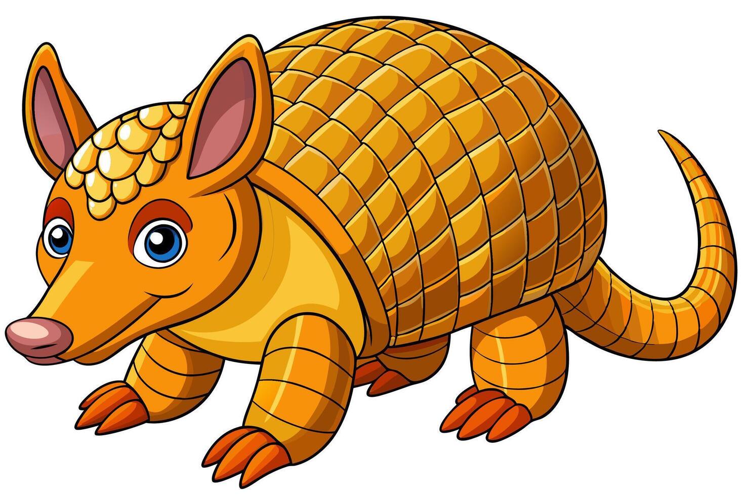 Funny Armadillo Illustration Cartoons, Clipart And Line Art Design on White Background, Funny armadillo illustration in cartoon, clipart, and line art styles on a white background. vector