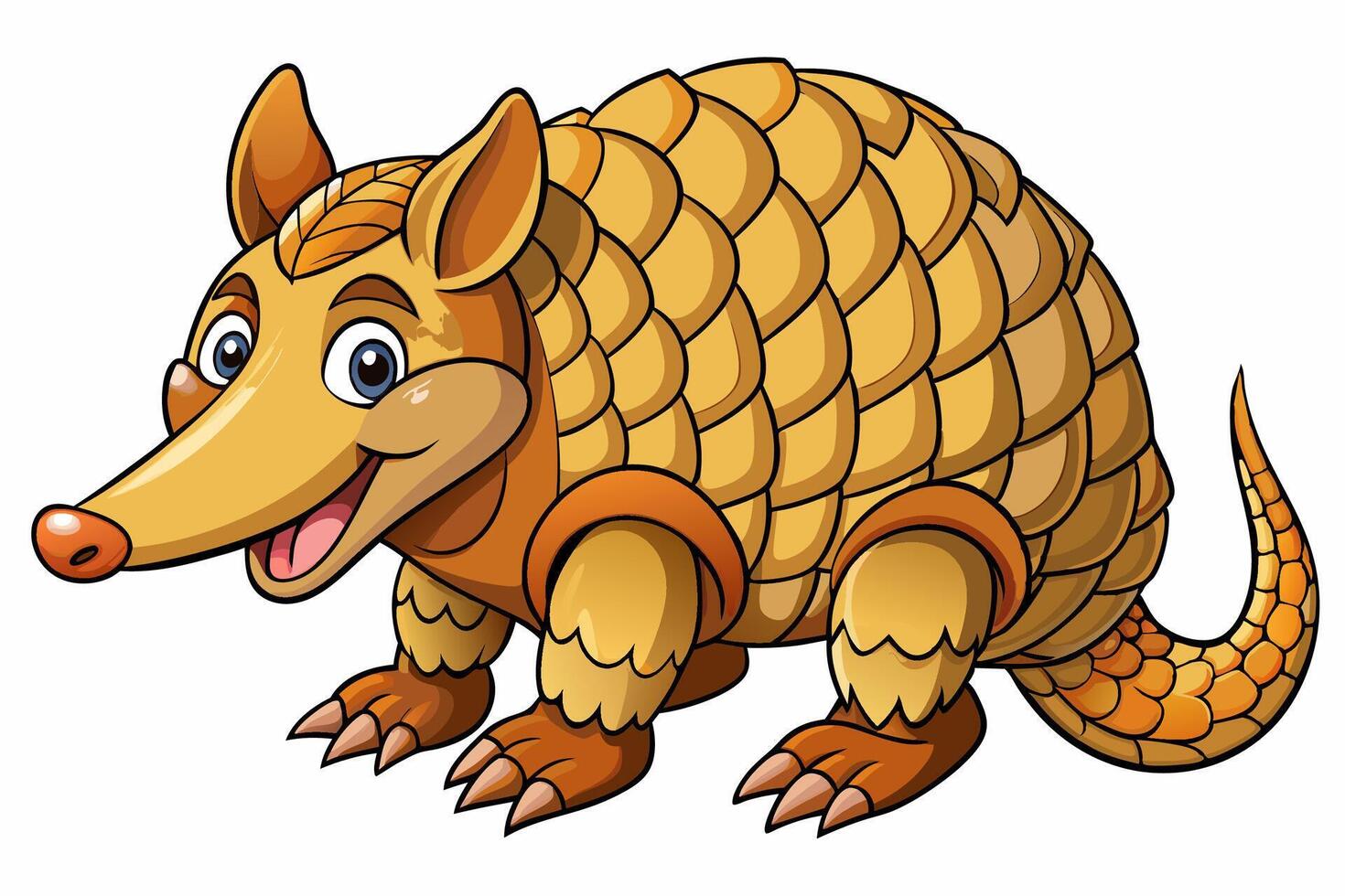 Funny Armadillo Illustration Cartoons, Clipart And Line Art Design on White Background, Funny armadillo illustration in cartoon, clipart, and line art styles on a white background. vector