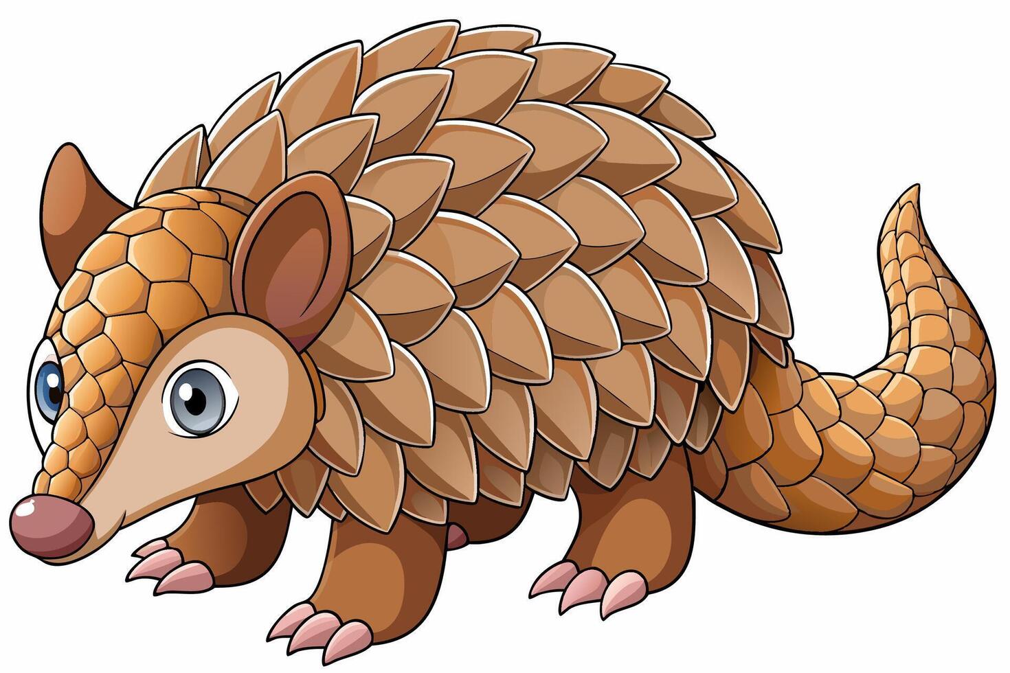 Funny Pangolin Cartoon Illustration Clipart And Line Art Design, Funny pangolin illustration, cartoon clipart And line art design on a white background. vector