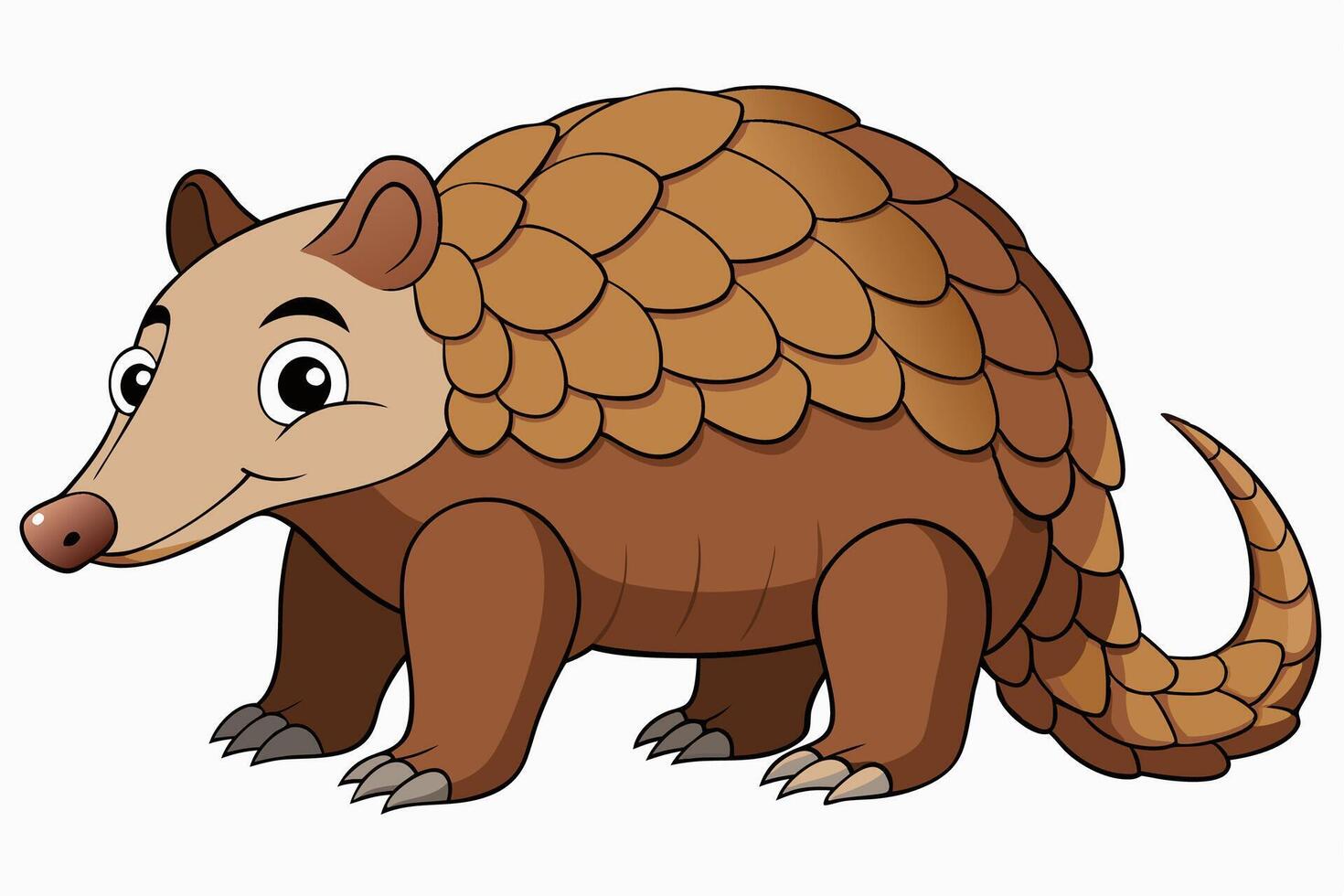 Funny Pangolin Cartoon Illustration Clipart And Line Art Design, Funny pangolin illustration, cartoon clipart And line art design on a white background. vector