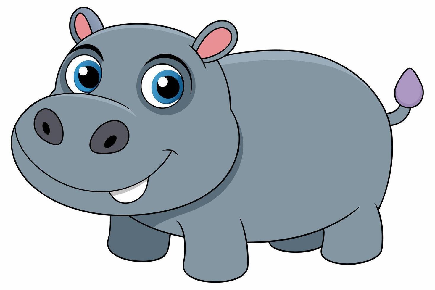 Funny Hippo Illustration Cartoons, Clipart, Line Art Design on White Background, Playful funny hippo illustration on a white background - perfect for fun designs vector