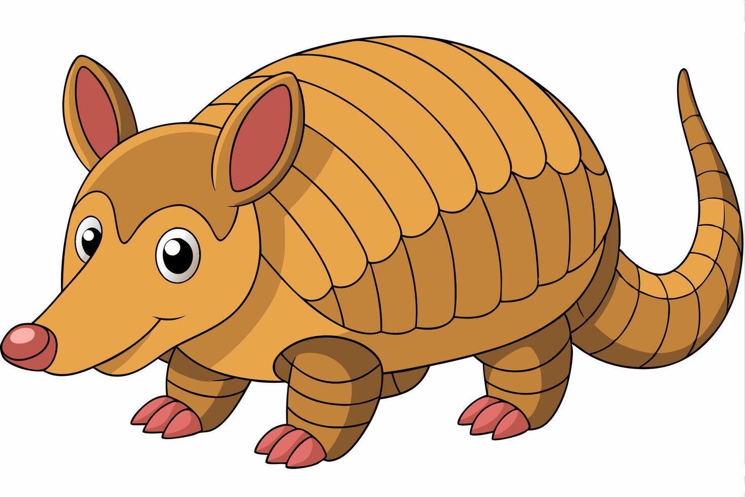 Funny Armadillo Illustration Cartoons, Clipart And Line Art Design on White Background, Funny armadillo illustration in cartoon, clipart, and line art styles on a white background. vector