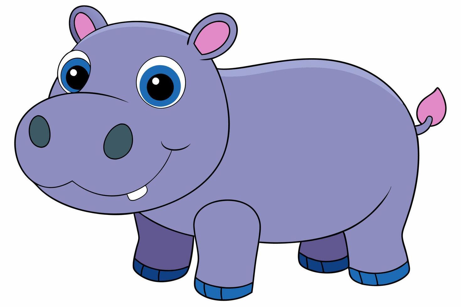 Funny Hippo Illustration Cartoons, Clipart, Line Art Design on White Background, Playful funny hippo illustration on a white background - perfect for fun designs vector