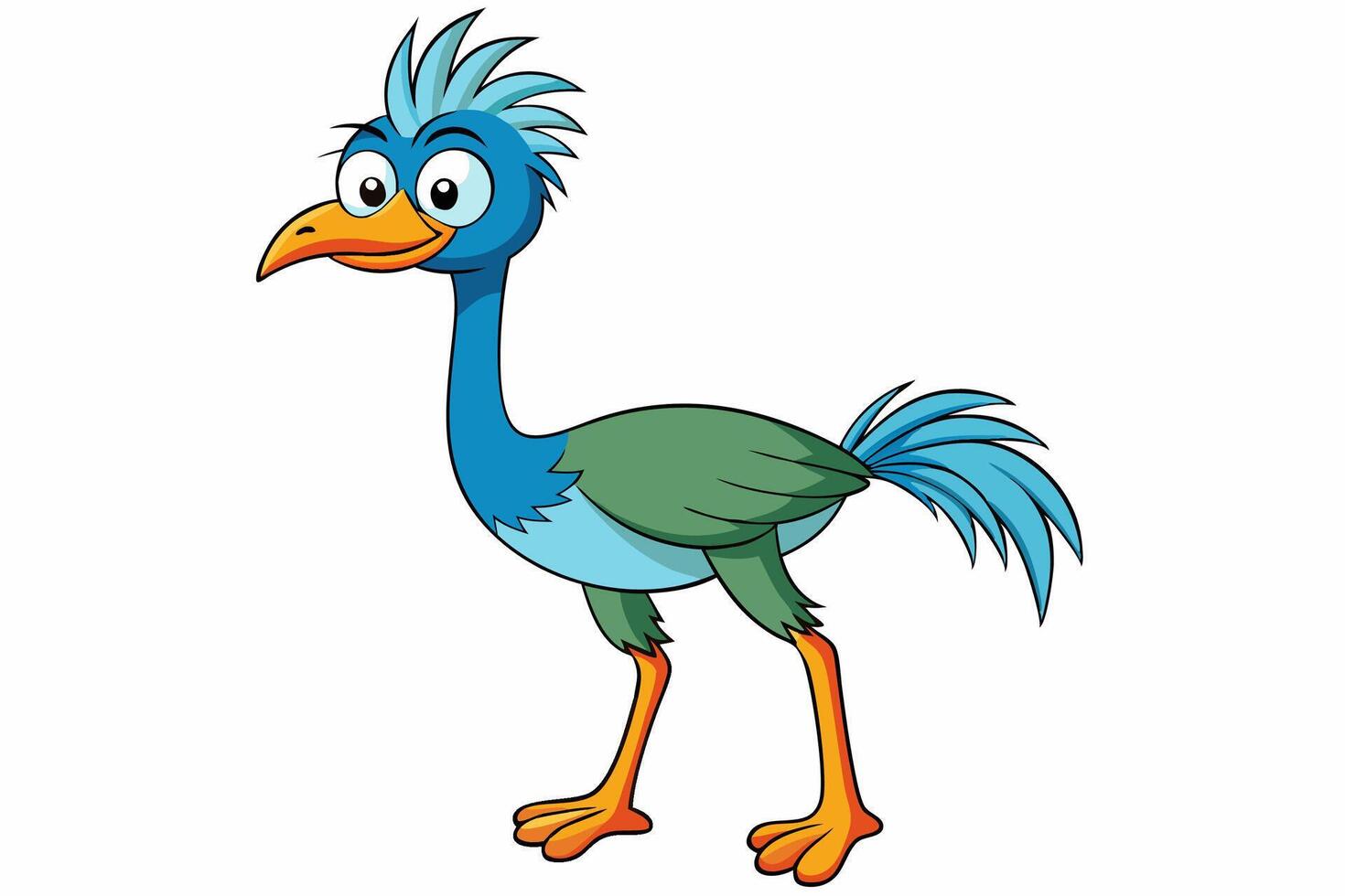 Funny Emu Illustration Cartoon, Clipart, and Line Art on White Background, Funny emu cartoon illustration, clipart, and line art on white background vector