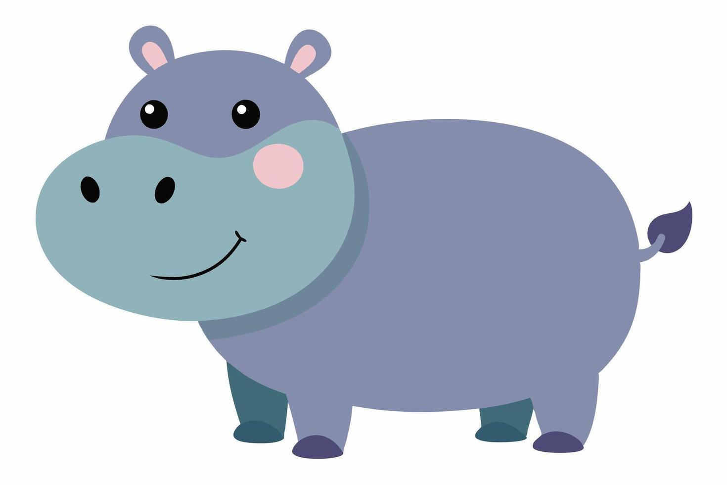 Funny Hippo Illustration Cartoons, Clipart, Line Art Design on White Background, Playful funny hippo illustration on a white background - perfect for fun designs vector