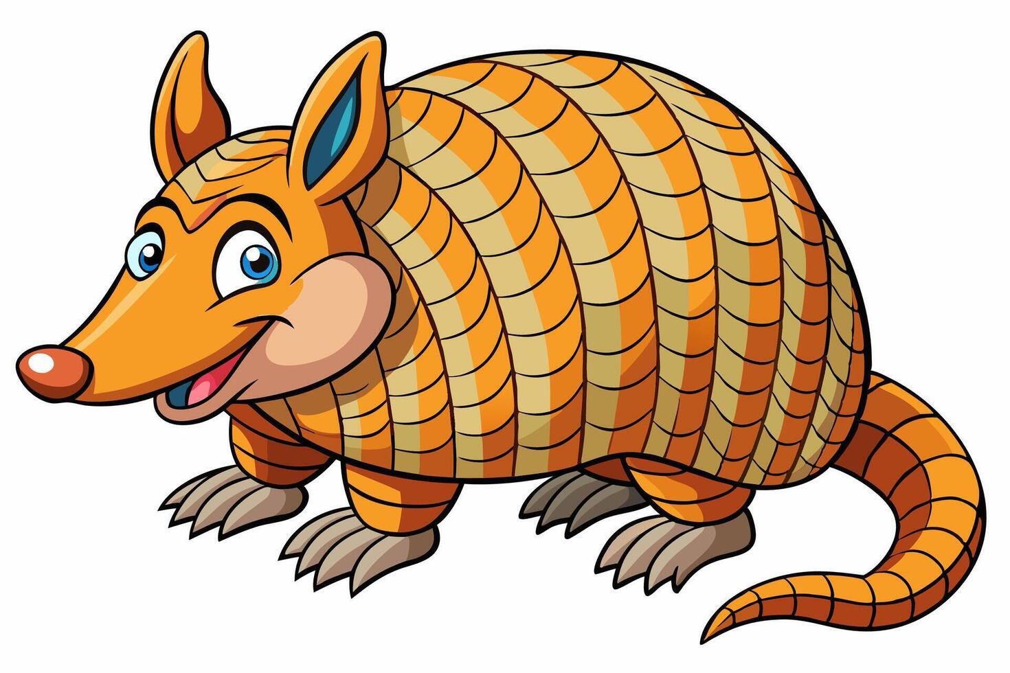 Funny Armadillo Illustration Cartoons, Clipart And Line Art Design on White Background, Funny armadillo illustration in cartoon, clipart, and line art styles on a white background. vector