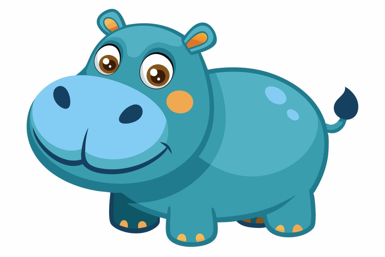 Funny Hippo Illustration Cartoons, Clipart, Line Art Design on White Background, Playful funny hippo illustration on a white background - perfect for fun designs vector