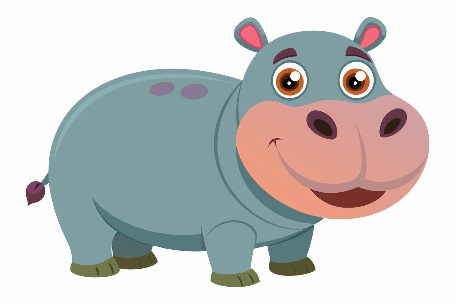 Funny Hippo Illustration Cartoons, Clipart, Line Art Design on White Background, Playful funny hippo illustration on a white background - perfect for fun designs vector