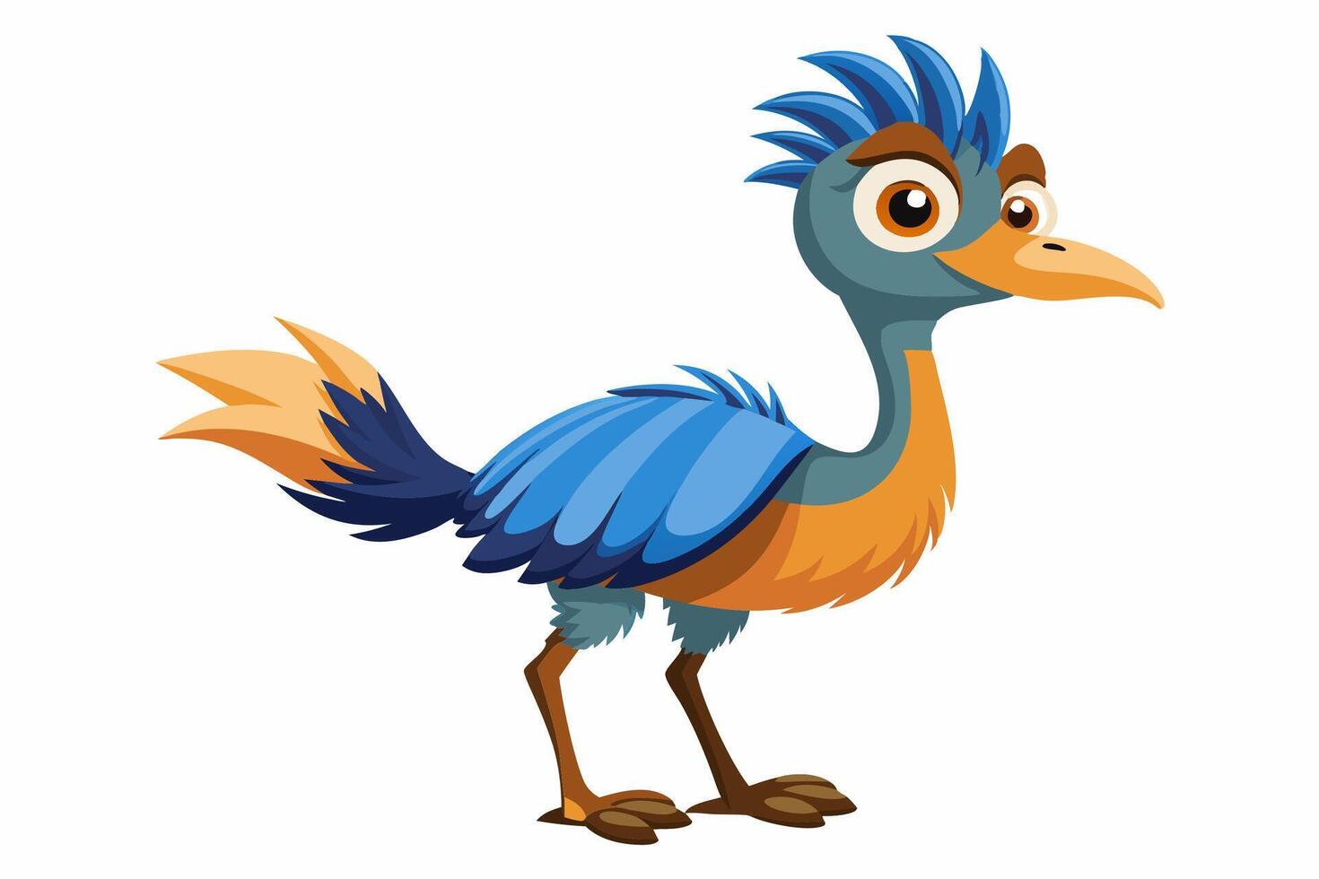 Funny Emu Illustration Cartoon, Clipart, and Line Art on White Background, Funny emu cartoon illustration, clipart, and line art on white background vector