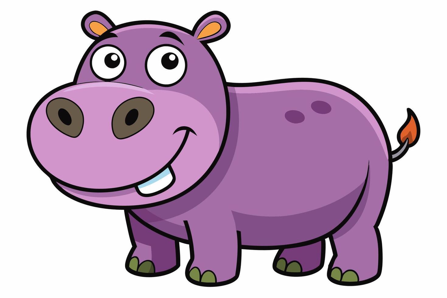 Funny Hippo Illustration Cartoons, Clipart, Line Art Design on White Background, Playful funny hippo illustration on a white background - perfect for fun designs vector