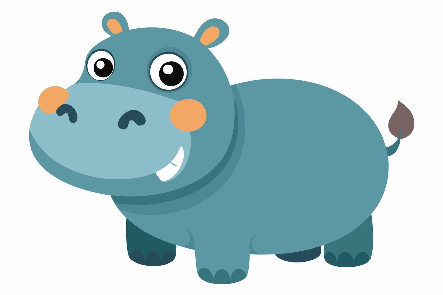 Funny Hippo Illustration Cartoons, Clipart, Line Art Design on White Background, Playful funny hippo illustration on a white background - perfect for fun designs vector