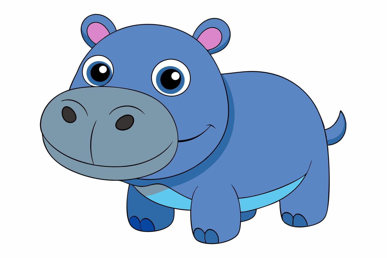 Funny Hippo Illustration Cartoons, Clipart, Line Art Design on White Background, Playful funny hippo illustration on a white background - perfect for fun designs vector