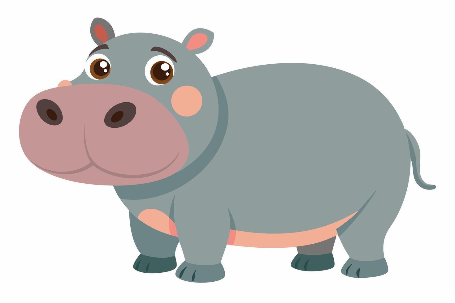 Funny Hippo Illustration Cartoons, Clipart, Line Art Design on White Background, Playful funny hippo illustration on a white background - perfect for fun designs vector