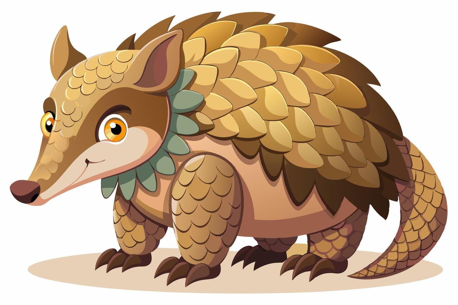 Funny Pangolin Cartoon Illustration Clipart And Line Art Design, Funny pangolin illustration, cartoon clipart And line art design on a white background. vector