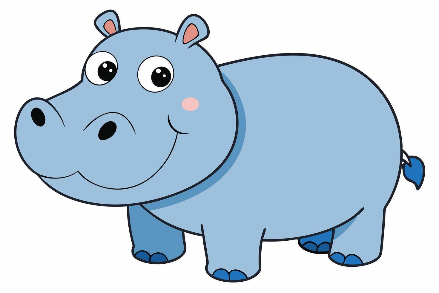 Funny Hippo Illustration Cartoons, Clipart, Line Art Design on White Background, Playful funny hippo illustration on a white background - perfect for fun designs vector