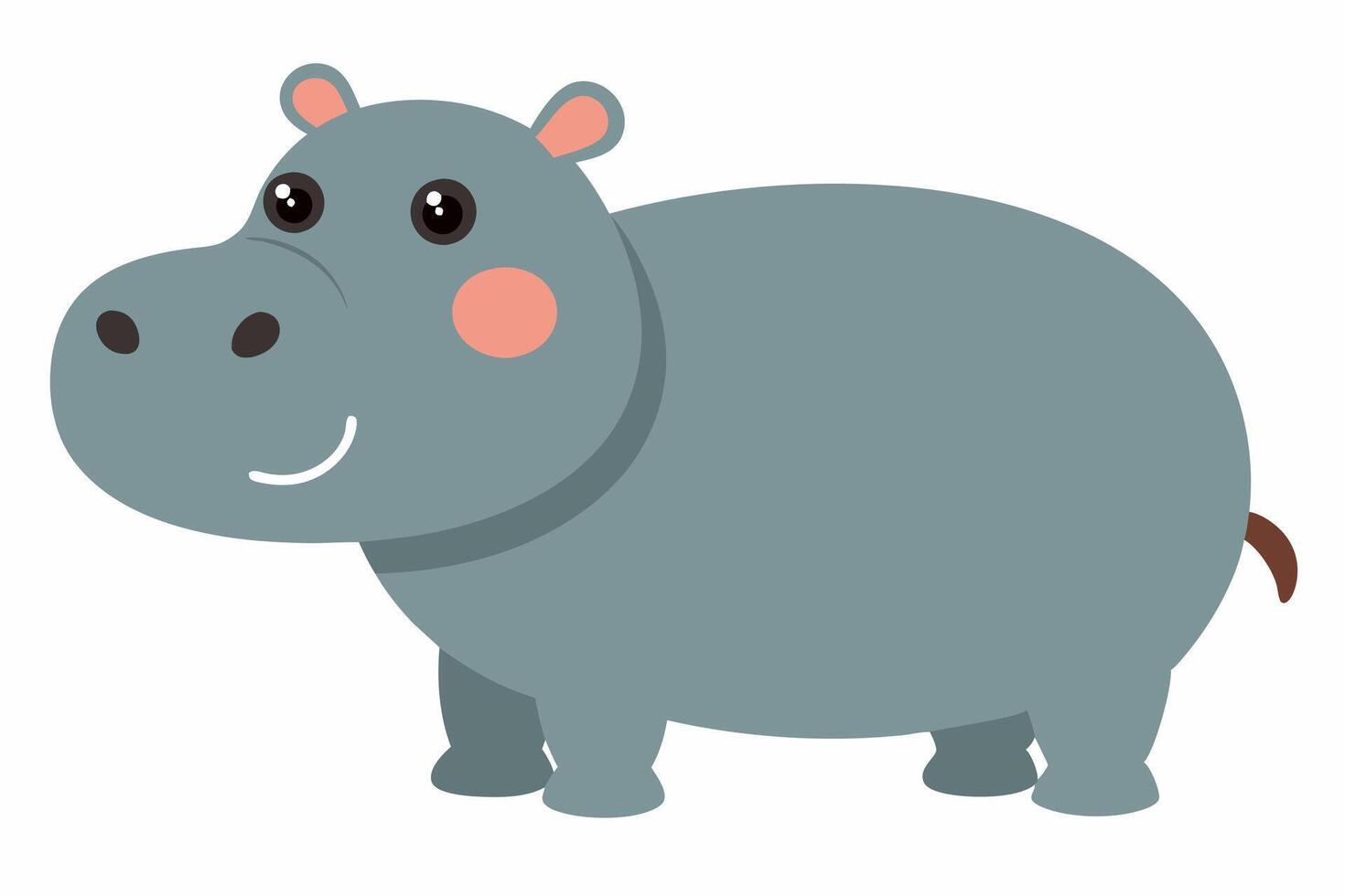 Funny Hippo Illustration Cartoons, Clipart, Line Art Design on White Background, Playful funny hippo illustration on a white background - perfect for fun designs vector