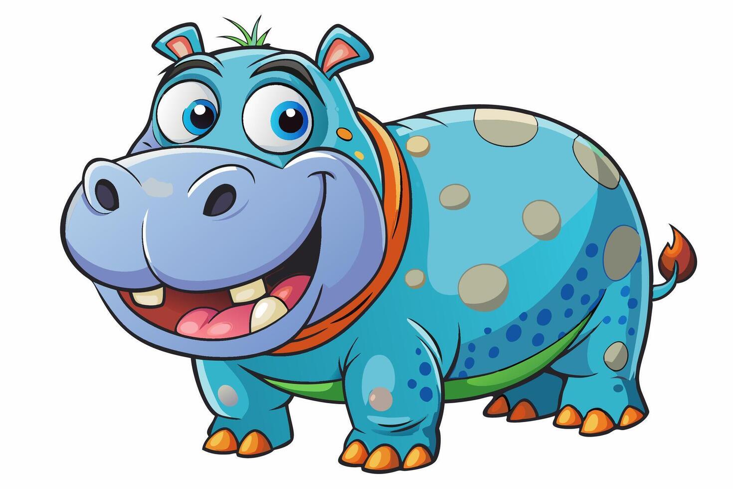 Funny Hippo Illustration Cartoons, Clipart, Line Art Design on White Background, Playful funny hippo illustration on a white background - perfect for fun designs vector