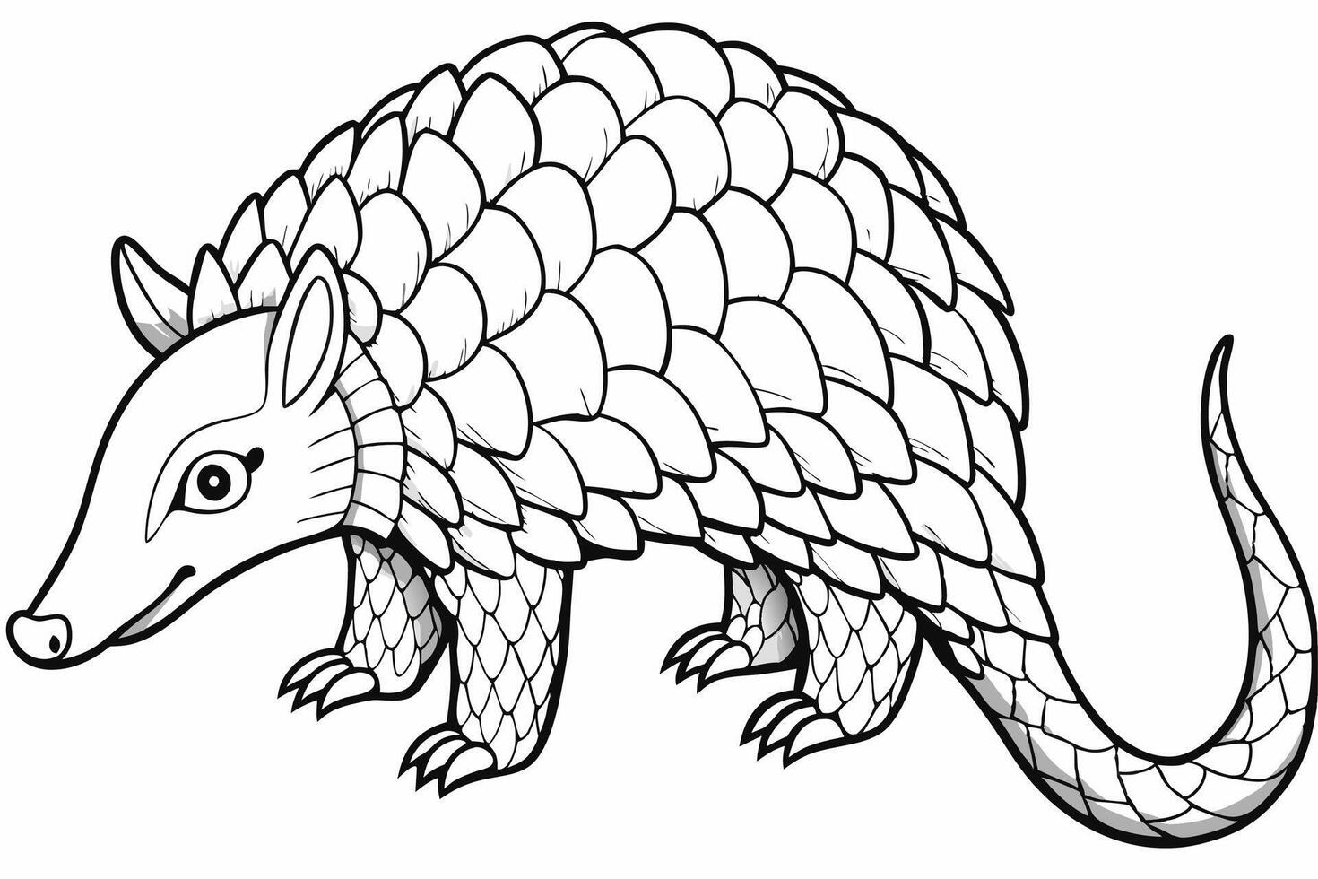 Funny Pangolin Cartoon Illustration Clipart And Line Art Design, Funny pangolin illustration, cartoon clipart And line art design on a white background. vector