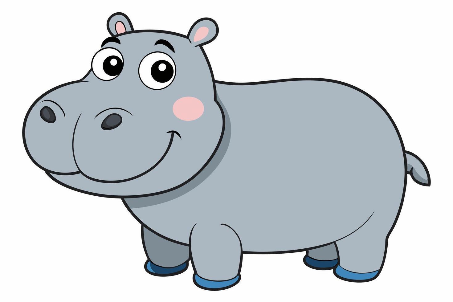 Funny Hippo Illustration Cartoons, Clipart, Line Art Design on White Background, Playful funny hippo illustration on a white background - perfect for fun designs vector