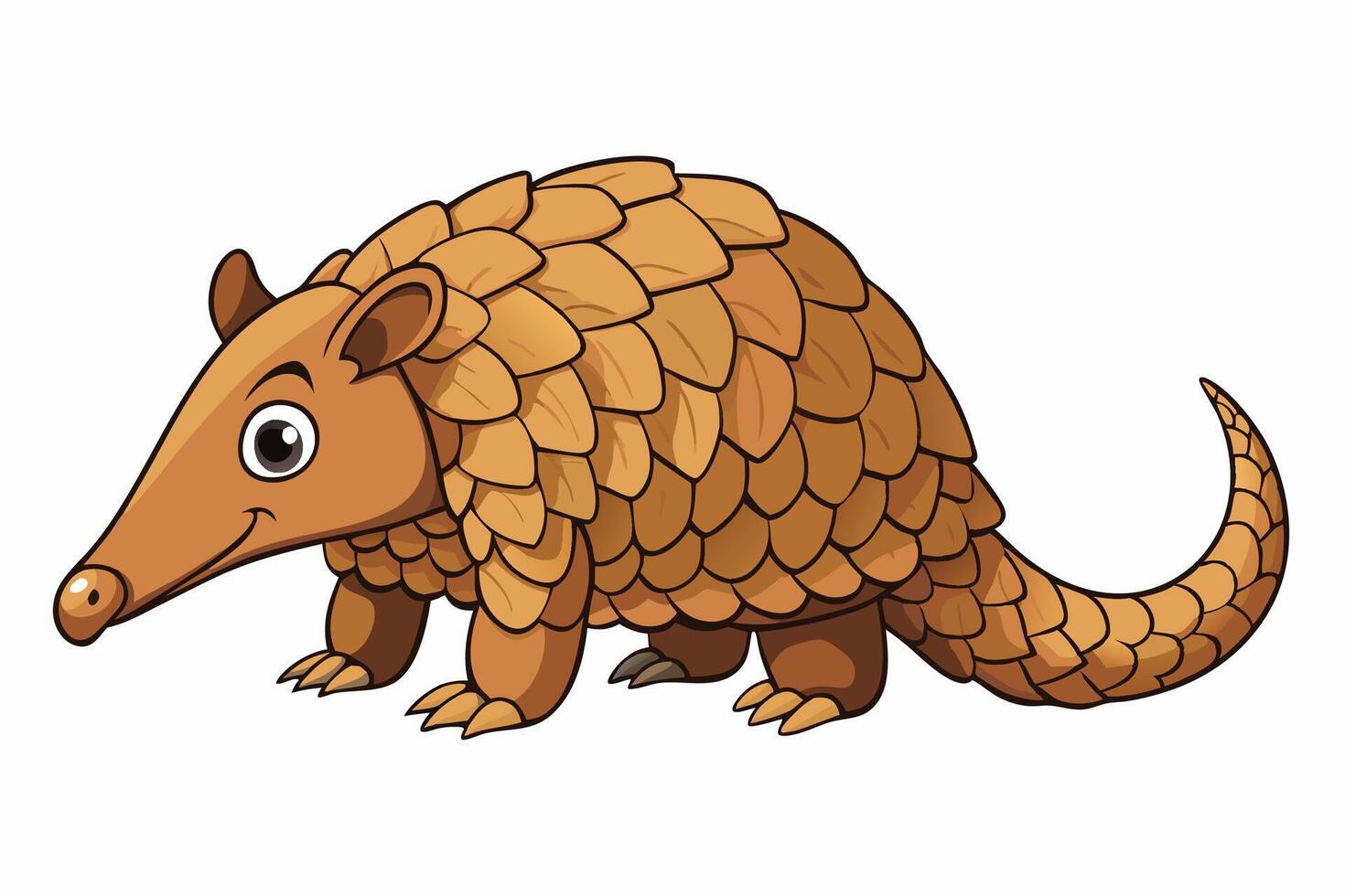 Funny Pangolin Cartoon Illustration Clipart And Line Art Design, Funny pangolin illustration, cartoon clipart And line art design on a white background. vector