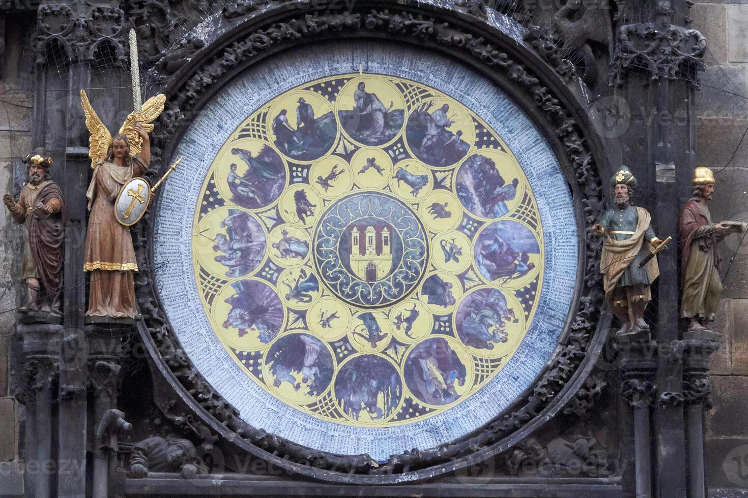 Medieval astronomical clock on the old town square in Prague photo