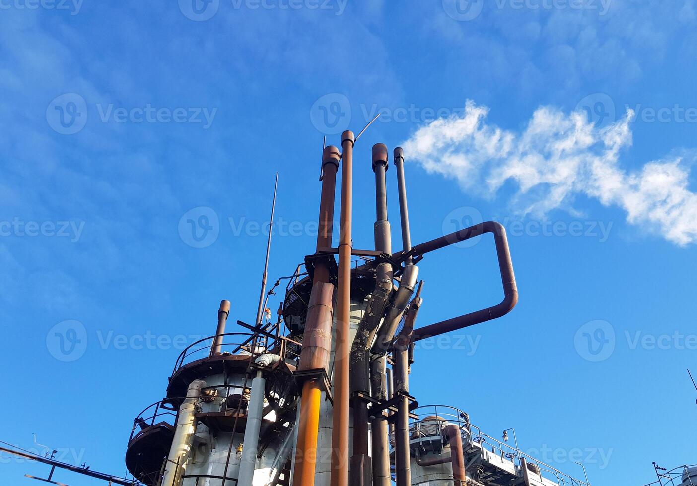 Candle for the release of converted gas into the atmosphere during an emergency stop of the workshop photo