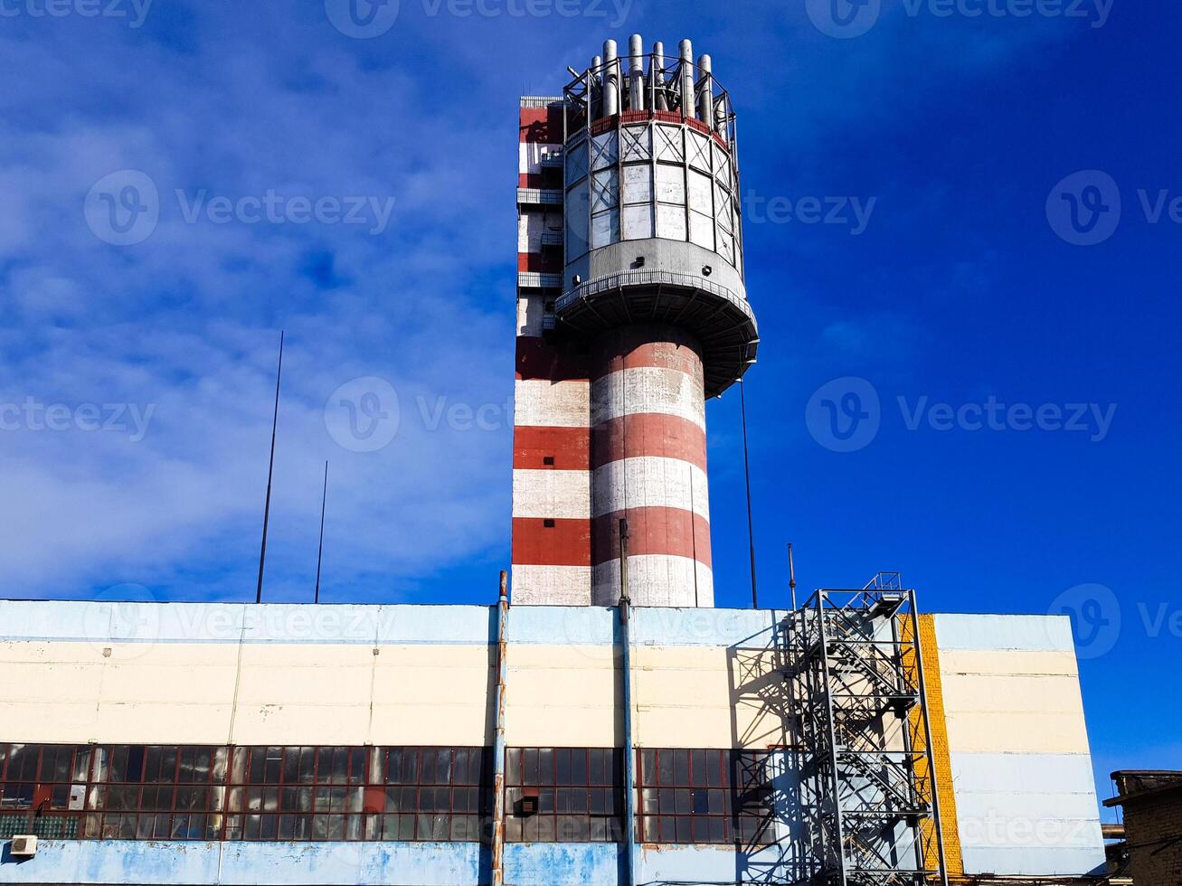 Shop for the production of granular urea. High granulation tower for the production of urea granules photo