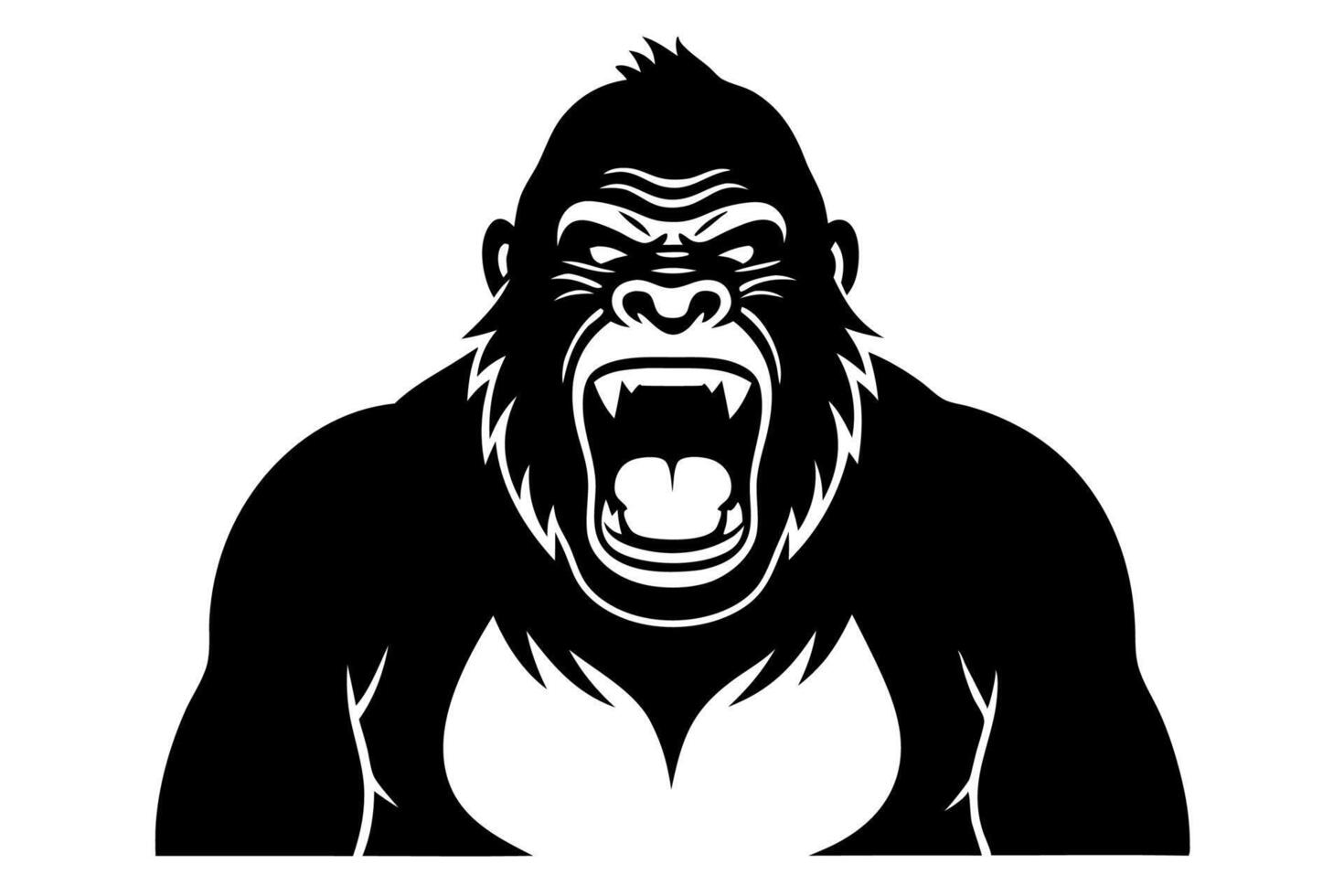 Funny Gorilla Illustration Cartoon, Clipart, Line Art Design on White Background, Funny gorilla illustration with white background, ideal for cartoons, clipart, and designs vector