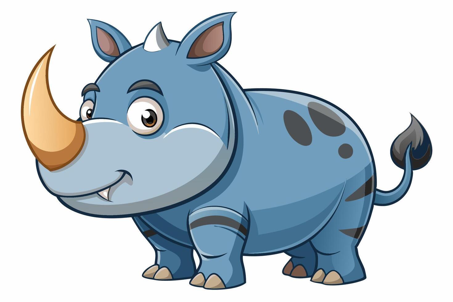 Funny Rhino Illustration Cartoons, Clipart, and Line Art Design on White Background, Playful funny rhino design, perfect for cartoons, clipart, and line art on white background vector