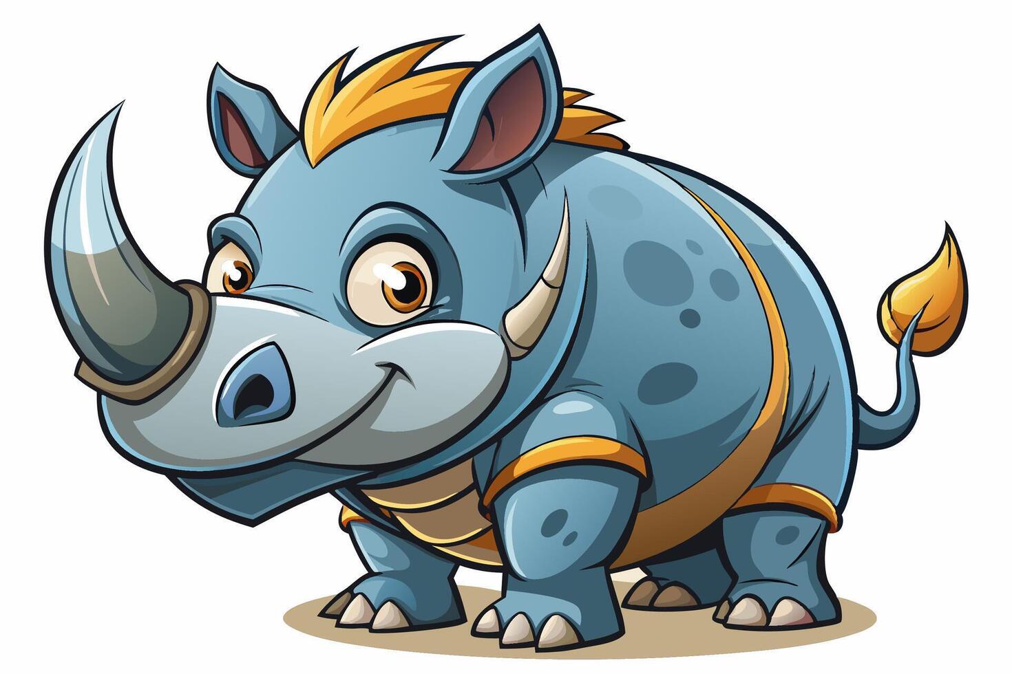 Funny Rhino Illustration Cartoons, Clipart, and Line Art Design on White Background, Playful funny rhino design, perfect for cartoons, clipart, and line art on white background vector