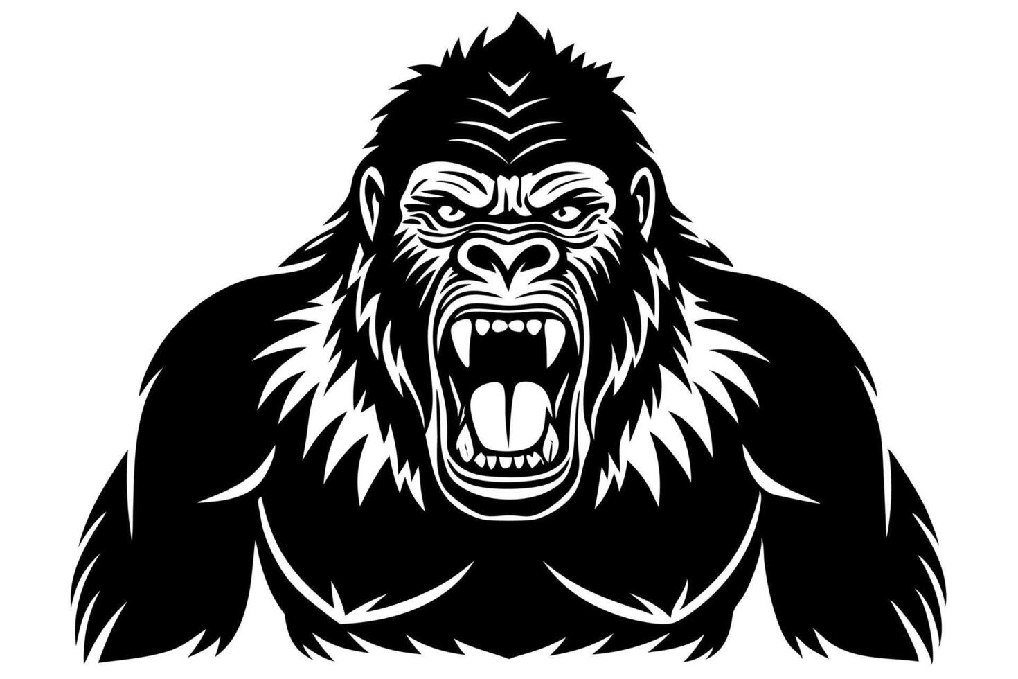 Funny Gorilla Illustration Cartoon, Clipart, Line Art Design on White Background, Funny gorilla illustration with white background, ideal for cartoons, clipart, and designs vector