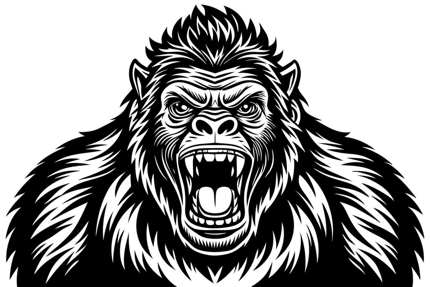 Funny Gorilla Illustration Cartoon, Clipart, Line Art Design on White Background, Funny gorilla illustration with white background, ideal for cartoons, clipart, and designs vector